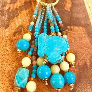 Anthropologie Tassel Turquoise Keychain